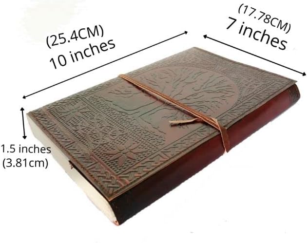 Jaald Handmade Large 10" Embossed Leather Journal Celtic Tree of Life Blank Personal Diary Notebook refillable Gift