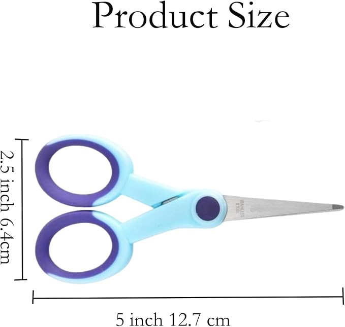 5 Inch Detail Scissors, Embroidery Scissor with Stainless Steel Blade, Soft Comfort-Grip, Straight Fine Tips Small Sewing Scissors Set, Precision Paper Cutting, 3 Pack, Blue