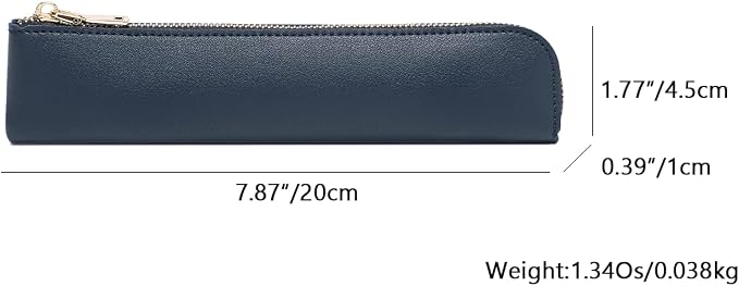 Slim Pencil Case Small Pencil Pouch Pen Case (Navy Blue/FL)