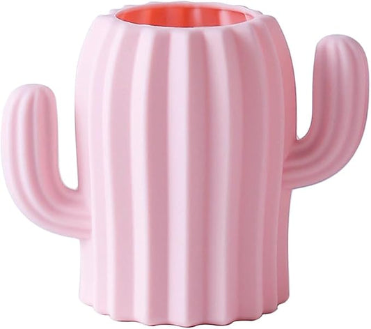 Silicone Pen Holder Cactus Pencil Holder Cute Pens Cup for Desk for Kids Office Decor Desk Accessories Makeup Brush Holder, Toothbrush holder Gift for Girls (Pink)