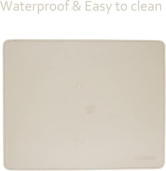 Leather Mouse Pad - Wood Mouse Pads with Stitched Edge,PU Non-Slip Mouse Mat,Double Side Mousepad,Waterproof Gaming Mouse Pad for Desk,Laptop,Office & Home,10.2" x 8.3",1 Pack (Beige)