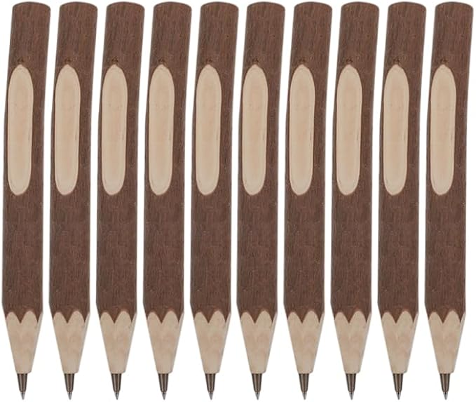 Tofficu 10Pcs Mini Wood Rustic Birch Tree Twig Pencils Natural Wooden Tree Bark Pencils for Kids Drawing Art Supplies 5.12 Inch