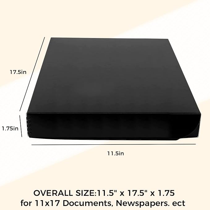 Golden State Art, Clamshell Archival Folio Storage Box 11x17 Inch, Black | Acid-Free Photo Box with Metal Edge Corner, Preserve And Store Paper Documents Cards Prints Arts and Crafts DIY Projects