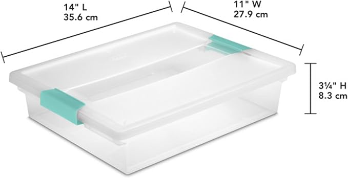 Sterilite 18-Pack Clip Box, Stackable Clear Plastic Bins with Latching Lids, Large - Writing, Arts or Crafts Supplies Storage Containers for Home, Office, Classroom and Workshop Organization