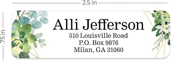 Clear Floral Greenery Rolled Address Labels / 250 Personalized Return Address Labels/Custom Address Stickers in Elegant Plastic Dispenser Greenery