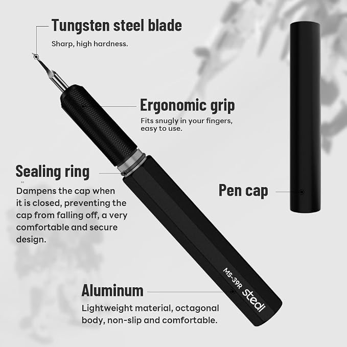 stedi Model Scriber 0.2mm Tungsten Steel Blade Panel Line Tool for Models | Precision Line Engraving,Fine Detail Scribing,Stable Scribing Control,Detail Engraving,Panel Line Scribing,Gundam Model Kit