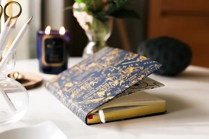 HARLEM CANDLE CO. – Night Club Map of Harlem Luxury Journal, Navy & Gold – 300 Lined Pages | Vegan Leather Cover, Gilded Edges, Ribbon Bookmark | Inspired by 1930s Harlem and E. Simms Campbell