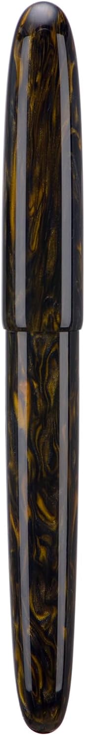 Asvine C80 Fountain Pen #8 Medium Nib Large Handcraft Pen with Converter Pen Box Collection Set (Brown Gold)