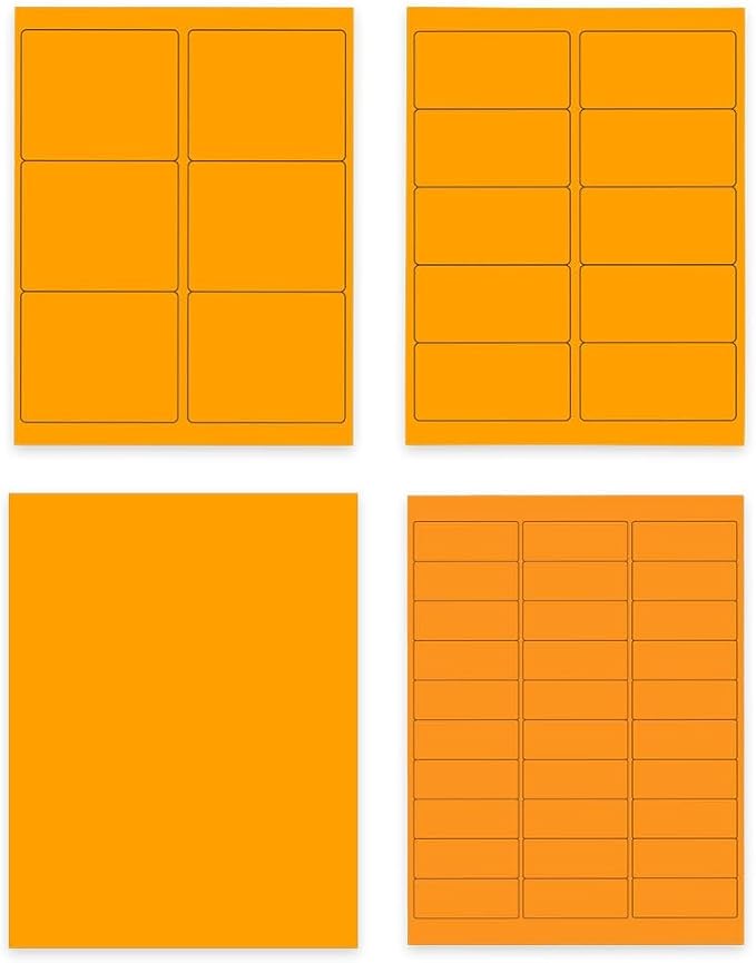 JAM PAPER Shipping & Mailing Address Labels - Multi Size Assortment - Neon Orange - 370/Pack