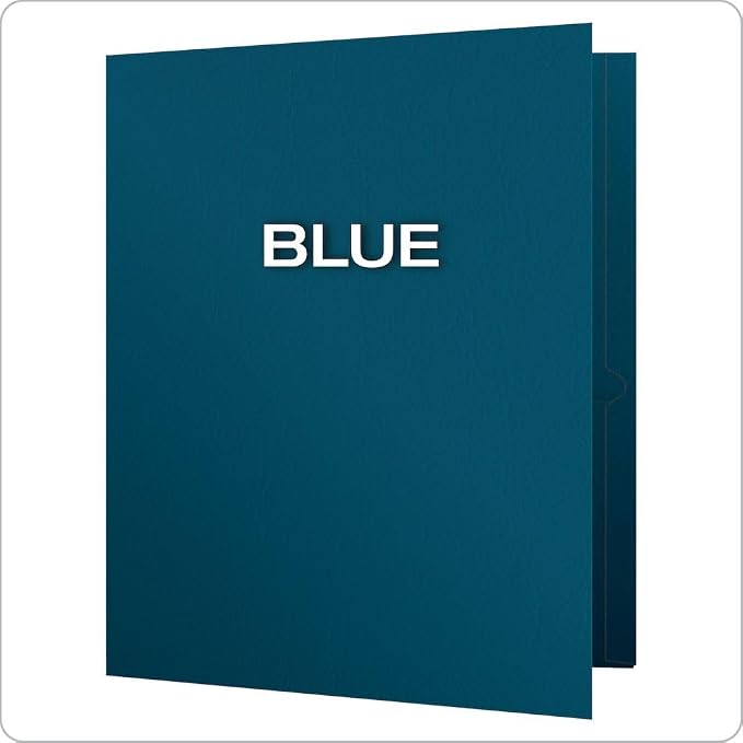 Oxford Twin-Pocket Folders, Textured Paper, Letter Size, Blue, Holds 100 Sheets, Box of 25 (57502EE)