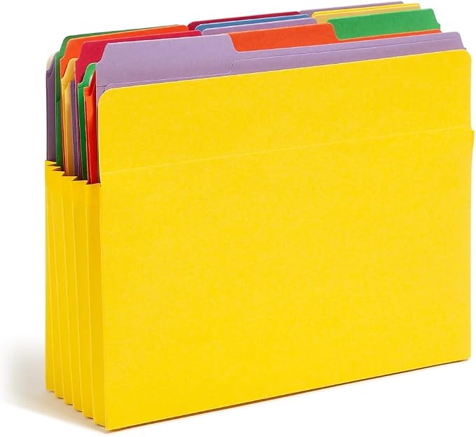 Smead File Pocket, Straight-Cut Tab, 5-1/4" Expansion, Letter Size, Assorted Colors, 5 per Pack (73836)