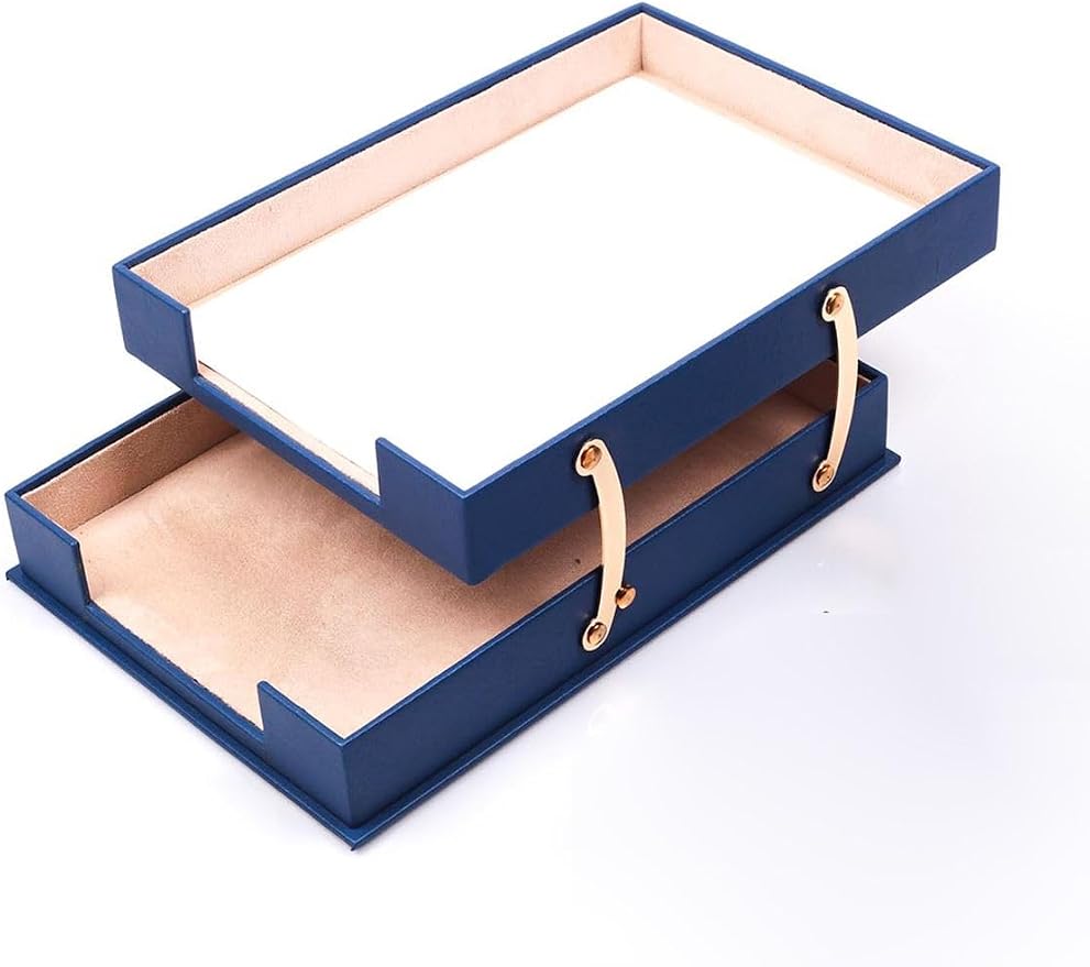 Luna Luxury Leather Desk Set for Men – 10 Piece Executive Office Desk Organizer Set with Document Tray, Desk Pad, Pen Holder, A5 Agenda with Fountain Pen Set – Multiple Color Options (Blue)