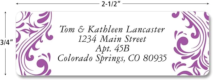 Colorful Images Personalized Address Labels | Elegant Swirl , 250 Count, Self-Adhesive, With Dispenser, Customize with Name & Shipping Address