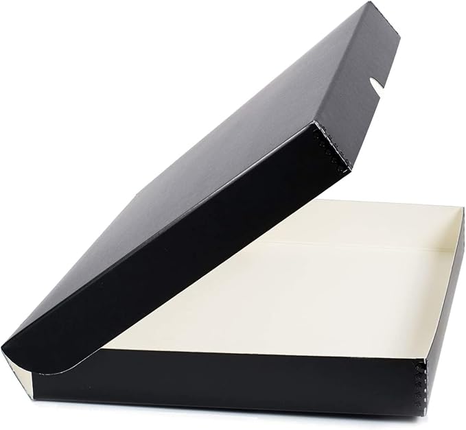 Lineco Clamshell Archival Storage Box, 11.5x17.5x1.75 Inch, Black | Acid-Free with Metal Edge Boxboard, Organize and Store Photos Documents Cards Negatives Magazine Prints Family Records DIY