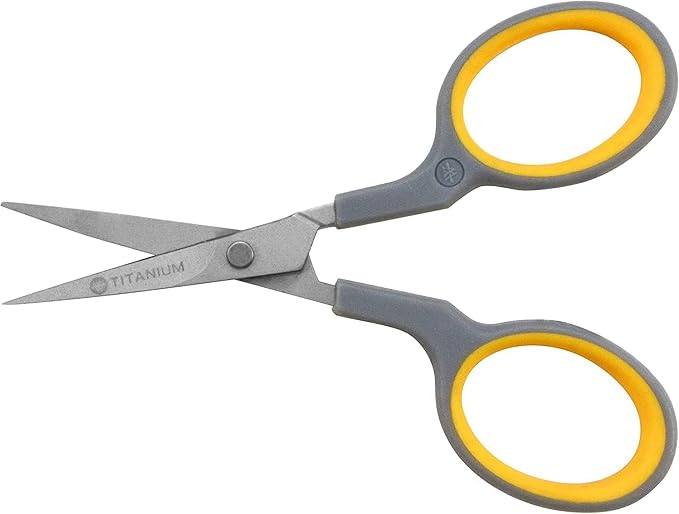 Westcott 4" Embroidery Scissors with Titanium-Bonded Blades, for Crafting, Sewing & More, Gray/Yellow
