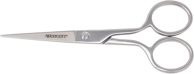 Westcott 5in Forged Fabric and Paper Scissors, Precision Scissors for Embroidery Detail, Sewing, Quilting, Tailoring, Arts and Crafts