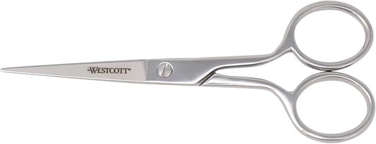 Westcott 5in Forged Fabric and Paper Scissors, Precision Scissors for Embroidery Detail, Sewing, Quilting, Tailoring, Arts and Crafts