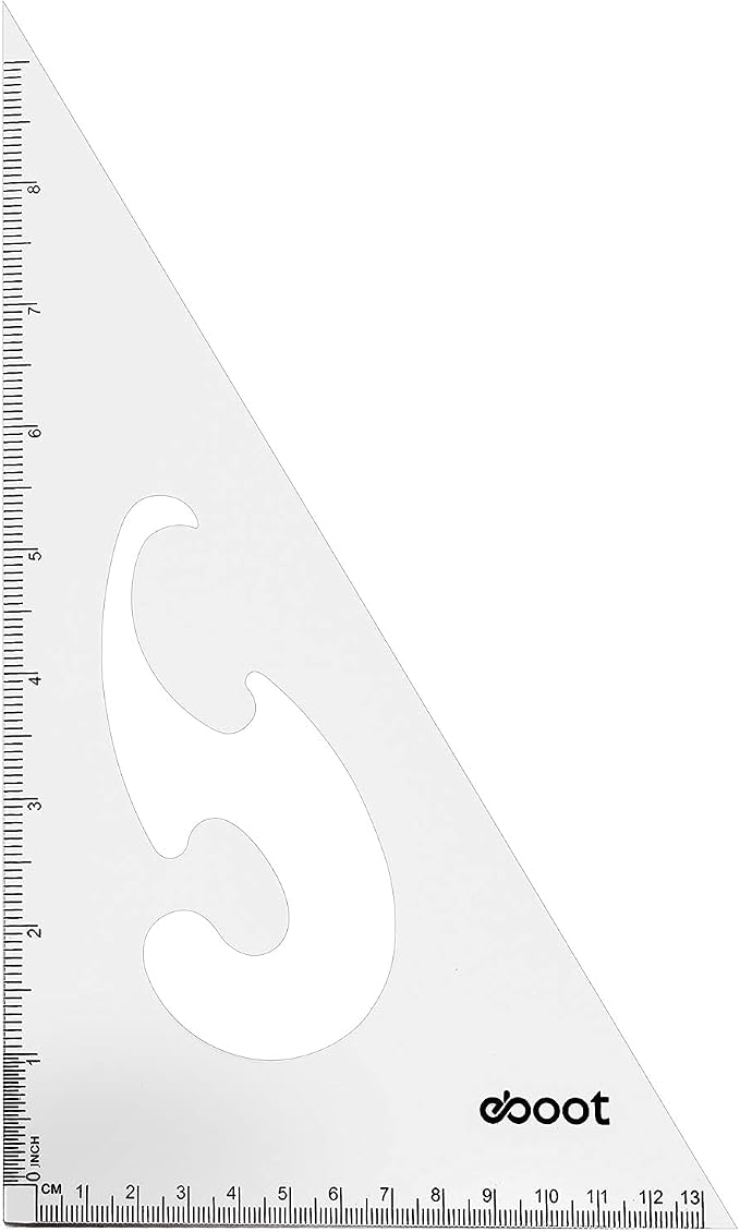 EBOOT 2 Pack Large Transparent Triangle Ruler Set Square Plastic, 30/60 and 45/90 Degrees Angle Drafting Quilting Drawing Tool School Classroom Office Triangular Rulers(Clear)