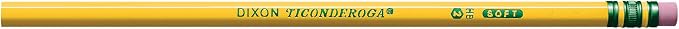 Ticonderoga Wood-Cased Pencils, Unsharpened, 2 HB Soft, Yellow, 24 Count