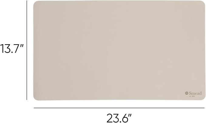Smead Desk Pad, Vegan Leather Desk Mat with Non-Slip Faux Suede Backing, Perfect Desk Organizer for Office Decor, 23.6” x 13.7” Small, Sandstone (64836)