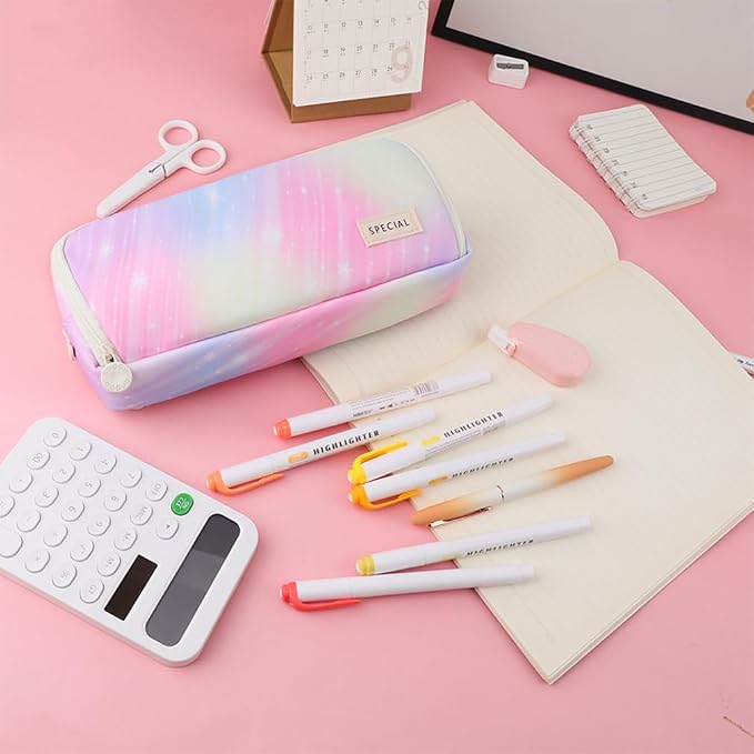 iSuperb Large Pencil Case 3 Compartments Pencil Pouch Big Capacity Pencil Bag for Kids Teen Girls Boys Student School Supplies Oxford Organizer Pen Bag Cosmetic Makeup Pouch