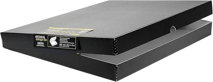Lineco 16x20 Black Clamshell Archival Folio Storage Box, 1.75" Deep | Acid-Free with Metal Edge. Preserves Picture Longevity, Organize Photos or Documents, Crafts, DIY