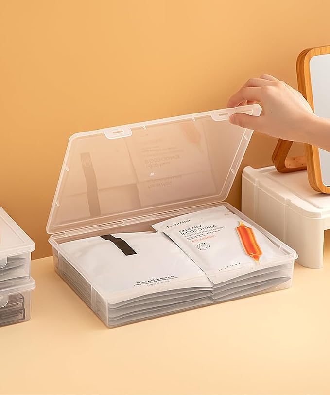 Vidifor Plastic Storage Containers for A4 File, 8.5"x11" Letter File, Magazine Document, Pencil Box, Thick Scrapbook Storage Box for Crafts, Art Supplies, Crayon, Office Supplies, Washi Tape. (1)