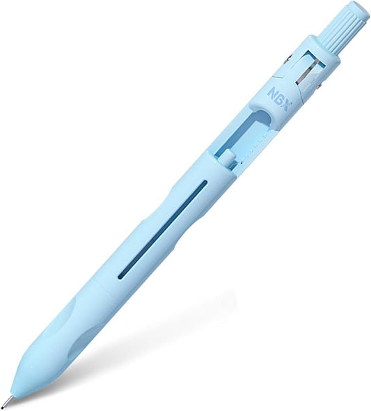 Cute Mechanical Pencil, Metal Grip, Refillable for School Supplies Kid Student Writing, Drafting Drawing Sketching, Mechanical Pencils Set with Lead Refills & Compass & Ruler & Eraser (Blue)