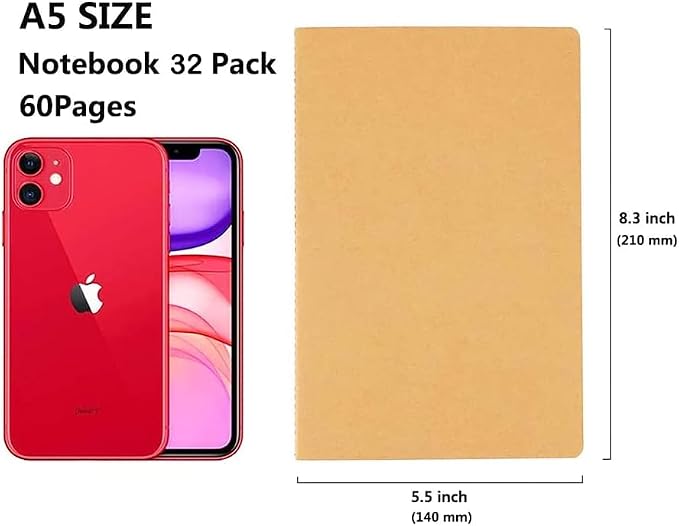48 Pack Notebook Journals for Travelers, Students and Office, Writing Diary Subject Notebooks Planner with Thick Paper, 60 Pages, 30 Sheets, 8.3x5.5 inch, A5 Size, Travel Journal Set.(Lines)
