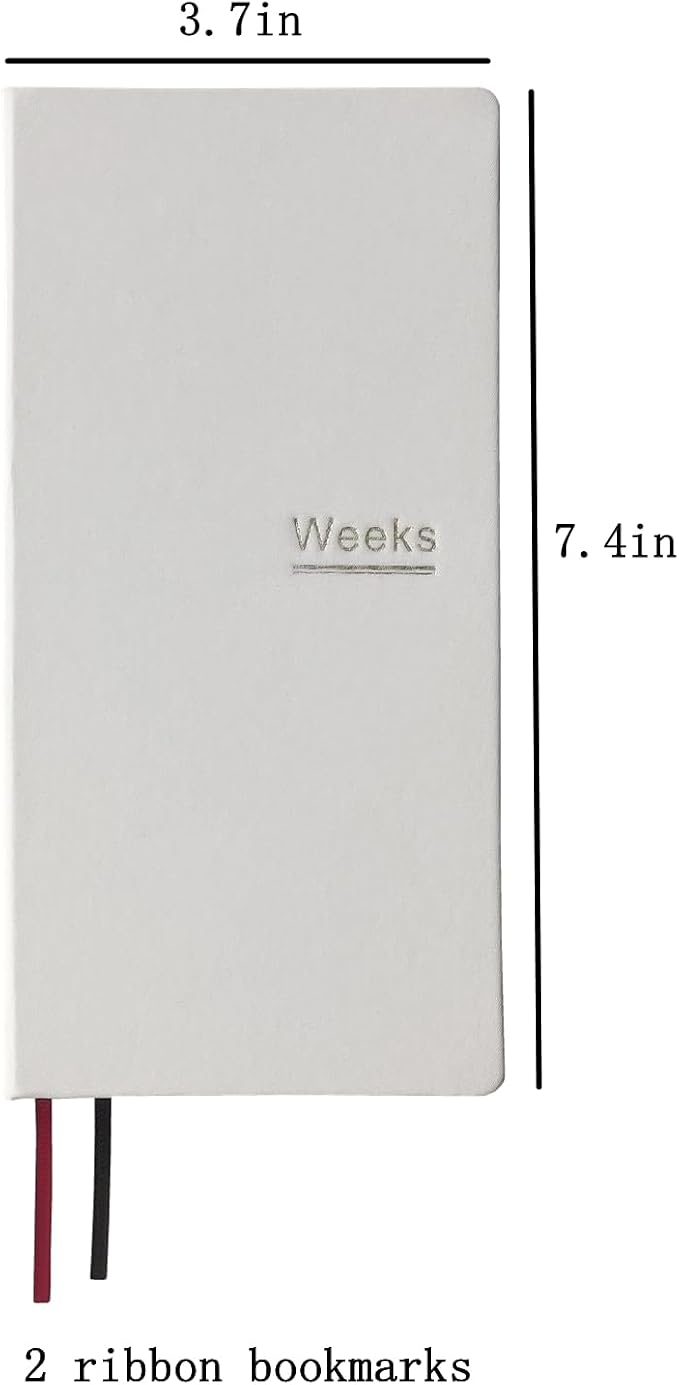 Undated Weekly Planner Notebook Pocket Organizer Appointment Book Journal Notebook A6 Week Plan Notepad (White with cover)