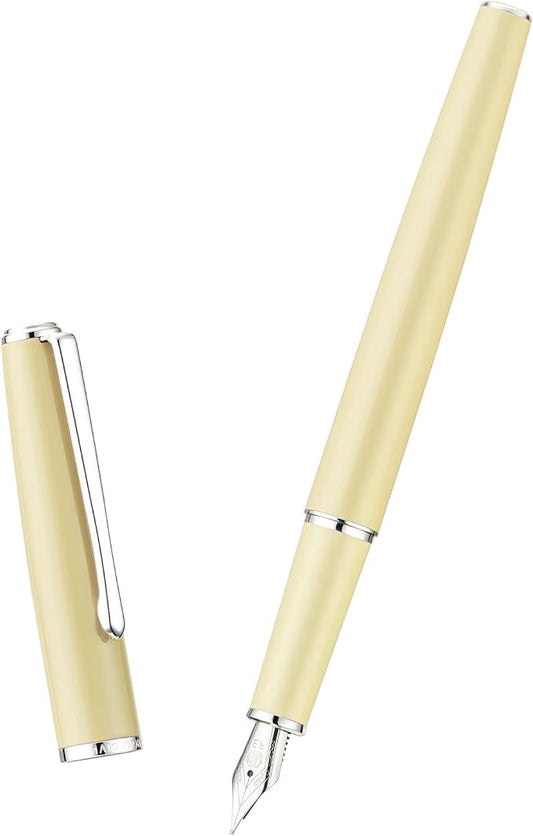 Hongdian 920S Fountain Pen Yellow Meta Pen, Iridium Fine Point Classic Pen with Ink Converter