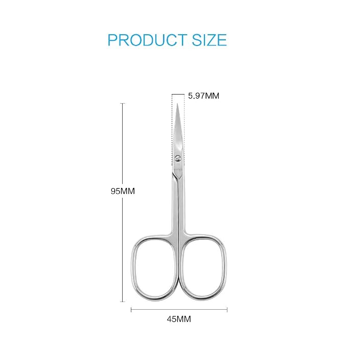 LIVINGO Nail Scissors Curved Blade Stainless Steel Manicure Tool | Sharp Precision Cutting, Cuticle Care, Eyebrow Eyelash Dry Skin Grooming, Professional Beauty Use