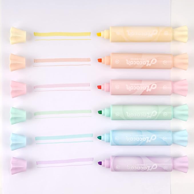 Candy Highlighters, 18 Pack Cute Pastel Highlighter Pens, Candy Shaped Chisel Tip No Bleed, Quick Dry Aesthetic Highlighters for School Supplies, Bible Study, Journaling, Planner, Notes, Teachers