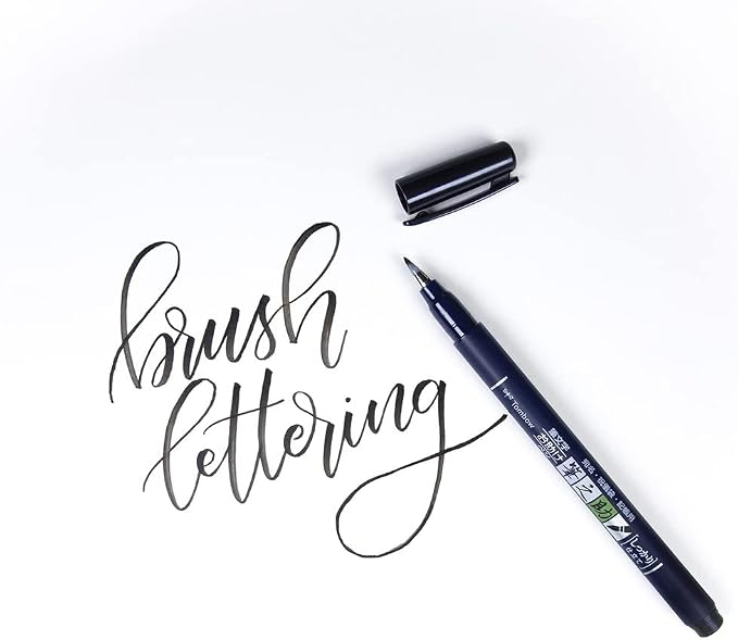 Tombow Fudenosuke Brush Pen, Hard Tip, Black (Pack of 2)
