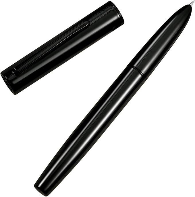 HONG DIAN C1 Fountain Pen Fine Nib, Glossy Black & Classic Retro Design Metal Pen with Ink Converter
