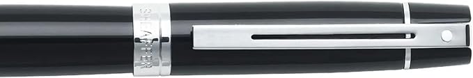 Sheaffer 300 Glossy Black Fountain Pen with Chrome-Plated Trim and Medium Nib