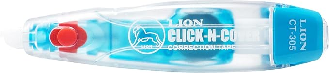 LION CLICK-N-COVER Refillable Correction Tape, Retractable Tip, 1/5" wide and 236" long, Acid-Free, 1 ea. (CT-305)