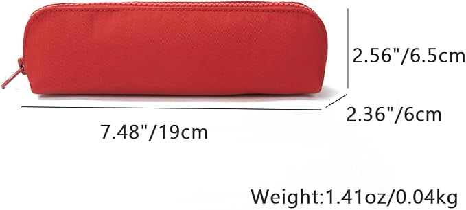 Pencil Case Small Pencil Pouch Slim (Red, Oxford)