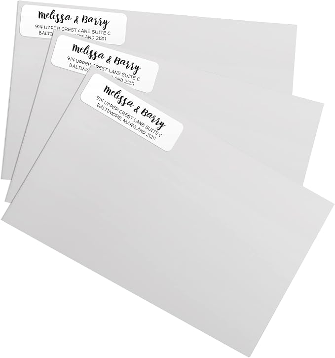 White Modern Rolled Address Labels/Roll of 500 Personalized Address Labels/Designer Return Address Stickers in Elegant Plastic Dispenser