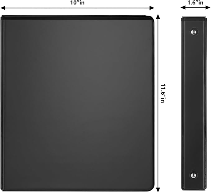 COMIX Sturdy 3 Ring Binder 1 inch with Clear View Cover, 1" Round Ring View Binder, PVC-Free, 200 Sheets Capacity of US Letter Size Paper, Office ＆ School Supplies, 24 Pack (Black)