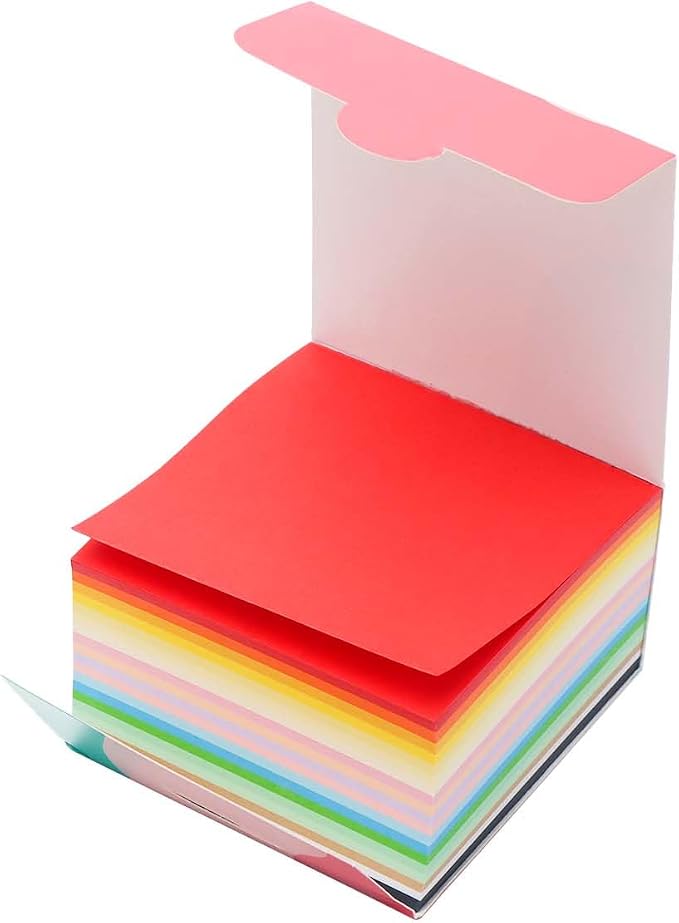 Tear Off Notepad 3x3 Non Sticky Notes 380 Sheets Tearable 80gsm Memo Paper 19 Colors Note pad Black Square Cube for Taking Notes (3" x 3")