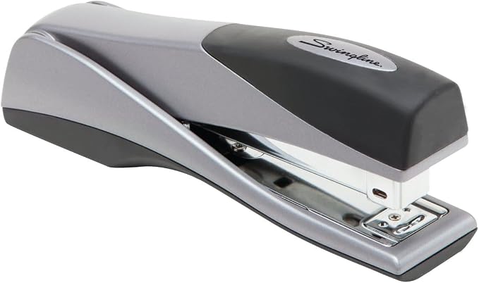 Swingline Stapler, Jam Free, Optima Grip Full Size, Ergonomic Cushion, Metal, 25 Sheet Capacity, Silver (87811)