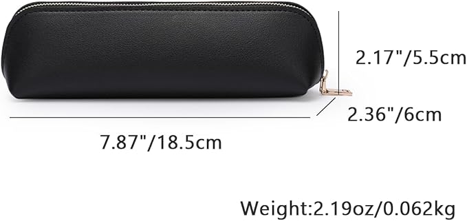 Pencil Case Small Pencil Pouch Slim (Black, Faux Leather)