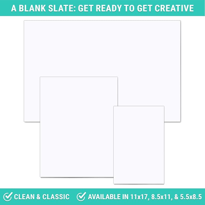 321Done Blank Notepad & Memo Pad, Unlined Writing Pads - 50 Tear-Off Sheets, 5.5x8.5 Notepads, Note Pads, Note Paper, Scratch Pad, Plain White 70 lb Paper, Chipboard Backing, Made in USA