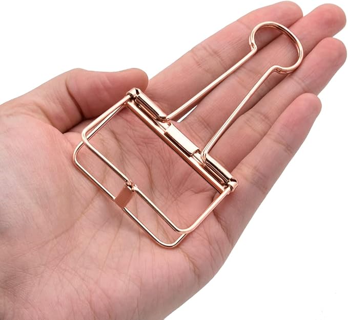 Extra Large Binder Clips 2 Inch, Big Paper Clamps Rose Gold for Office School Supplies (15Pcs)