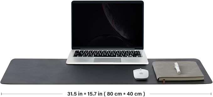 Leather Desk Mat - Non-Slip PU Desk Pad for Office Home - Organization Accessory - Ideal for Large Mouse Pads (Black,31.5"x 15.7")