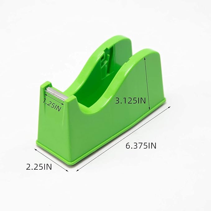 Desktop Tape Dispenser Adhesive Roll Holder (Fits 1" & 3" Core) with Weighted Nonskid Base (1Pack-Green)