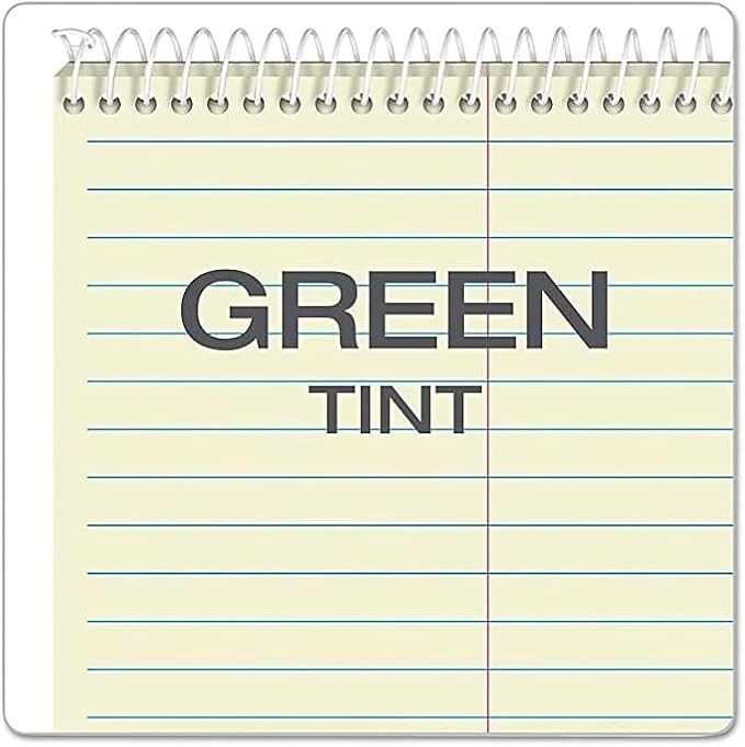 TOPS Steno Books, 6" x 9", Gregg Rule, Green Tint Paper, Assorted Color Covers, 80 Sheets, 4 Pack (80221)