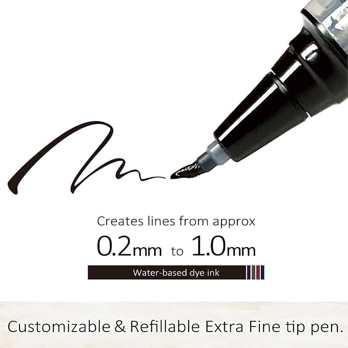 Kuretake ZIG Letter Pen COCOIRO, Body with Black Ink Refill Set, Flexible Extra Fine Brush Tip, Refillable marking Pen for Calligraphy, Hand Lettering, Made in Japan (FOG GRAY, Black)