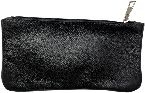 Vintage Leather Pencil Case Pouch, Pen Pouch for Work and University, for Men and Women Elegant & Practical Brown Leather Pencil Cases for Adults Perfect for Office (Black) (Black)